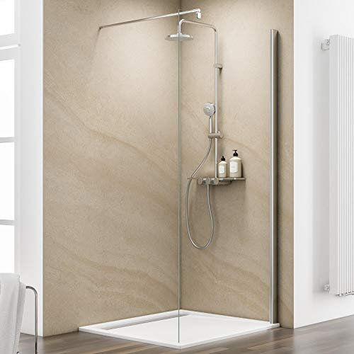 Schulte Duschwand MasterClass Walk In M8, 100 x 220 cm, 8 mm Sicherheitsglas klar hell, chromoptik, Montage auf Duschwanne oder Fliese