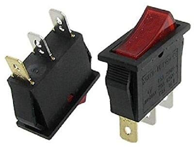 K M Electronics® SPST Illuminated NEON RED Rocker Switch ON Off 16 AMP 250 Volt AC