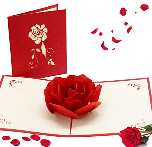 Karte Zum Valentinstag, Geburtstagskarte Pop Up, Hochzeitskarte, Karte Liebe, Geburtstagskarte, für Mutter Frau Oder Freundin Wedding Card Karte Zum Valentinstag (Rote Rose)