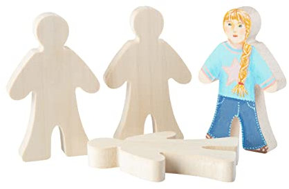Craftplay Figuras de Madera | Pintar y Decorar | Pack de 4 Personas | Figuras de 8 cm