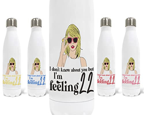 Feeling 22 Music Lyrics Water Bottle Gift Song 22nd Birthday Gift Pop (500ml Insulated)
