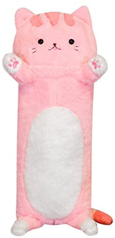 LICHENGTAI 80CM Kuscheltier Katze Plüsch Kissen Plüschtier Stofftiere Langes Wurfkissen Kawaii Katzen Plüschtier Ausgestopftes Spielzeug Stofftiere Geschenk Plüschkissen für Kinder und Freundin