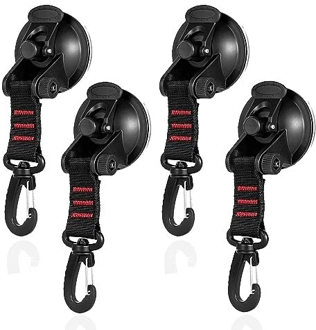 Ventosas Furgoneta Camper, 4 Piezas Entosa de Ancla Ventosas para Coche con Ganchos en Forma de D, Ganchos Multiusos para Acampar para el Hogar, al Aire Libre, Coche, Furgoneta, Camión, Toldo de Barco
