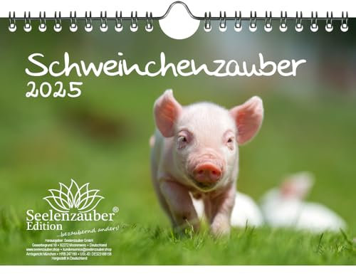 Schweinchenzauber DIN A5 Wandkalender für 2025 Schweinchen - Seelenzauber