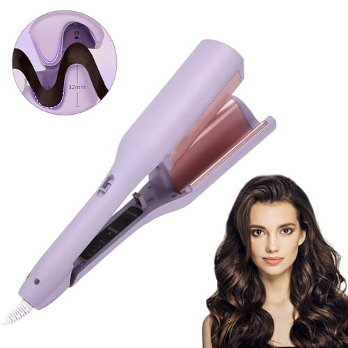 ZOYDP French Wave Curling Iron, 32mm Mermaid Hair Waver With 4 Gears Temperature, Fast Heating, Curling Wand, Styler for Short/Medium/Long Hair