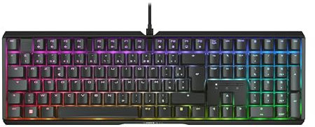 CHERRY XTRFY MX 3.1, clavier de jeu mécanique, Disposition française (AZERTY), rétro-éclairage RGB, boîtier alu, port USB-A, MX2A RED Switches, noir