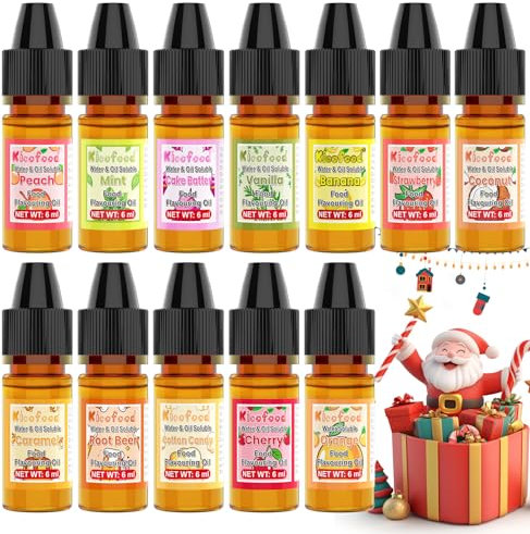 Aromas Alimentarios - 12 Saborizantes Sin Azucar Concentrado para Yogur, Hornear, Bebidas, Postres, Requesón, Pastel, Jabón, Soluble En Agua Y Aceite – 6ml