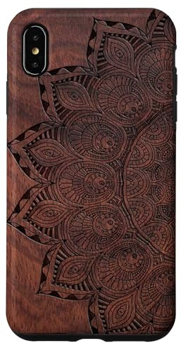 Gravierbares Mandala, Holz, Blumen, Blumen, Yoga, Namaste, PC Hülle für iPhone XS Max