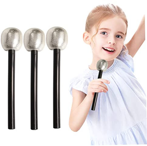 Stibzeup Halloween Decorations 4PCS Party Microphone Props for Eurovision Song Contest Decoration 2023 Pretend Microphone Toy Silver Glitter Microphone for Fancy Dress Prop