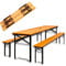 DIVID® Bierzeltgarnitur 3-teiliges Set, Klappbar und portabel, Festzeltgarnitur, 2 Bänke & 1 Tisch, Schirmhalter, Holz, Sitzgarnitur, Biertisch, 170x46x75, Gartenmöbelset,