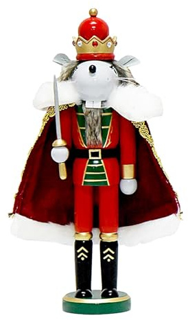 aus Holz, Mäusekönig, Figur, 30,5 cm, Holz-Weihnachtsdekoration, charmanter Urlaubsakzent für Regale, ideal für saisonale Feiern und Festliche Zusammenkünfte