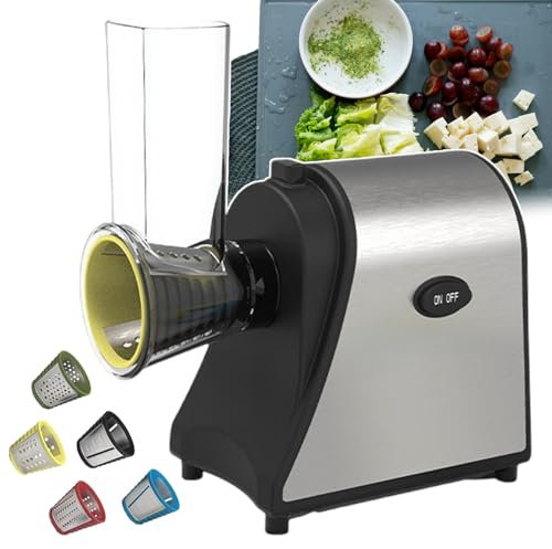 Electric Graters Potato Slicer - Commercial Salad Maker with 5 Stainless Steel Blades - Veggies Cutting Machine with One-Touch Control