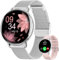 HASAKEI Montre Connectée Femme avec Bluetooth 5.3, Smartwatch IP68 avec Fonction Féminine/120+ Modes Sport/Fréquence Cardiaque/Sommeil/SpO2 Montre Connectée Podomètre Calories Android iOS Gris Argenté
