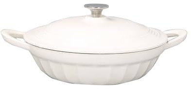 Meoky Cast Iron Dutch Oven with Lid Dutch Pot Cast Iron Le Casseroles for Open Fire Stovetop Camping,White
