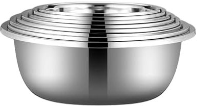 QSYJCCXD 304 Stainless Steel Salad Bowls Mixing Bowls Pots and Pans 10 Piece Set Cooking Baking Nesting Bowls Soup Bowls Serving Trays Diameter 50cm Bowl