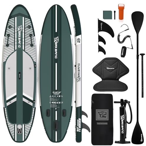 TIGERXBANG Aufblasbares Stand-Up-Paddle-Board mit Zubehör 335 × 86 × 15 cm, SUP Board für Erwachsene, Kollektion Shadow