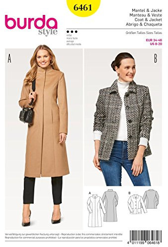 Burda Pattern 6461 Coat and Jacket, Paper, Multicoloured, 19 x 14 x 0,5 cm