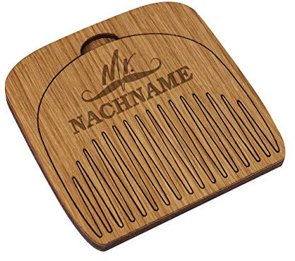 Herz & Heim® Bartkamm mit Gravur - Gentleman Moustache - mit Wunschnamen