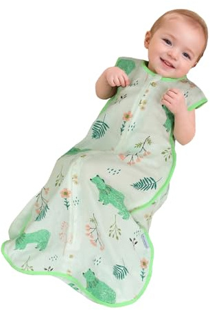 BLOOMSTAR Baby Sleeping Sack Muslin Cotton, Soft Wearable Blanket for Summer, 0.5 Tog Sleeveless Sleep Sack for Newborns (0-3M), 6-12M, 0-12 Months, Lightweight Infant Sleep Bag for Boys & Girls