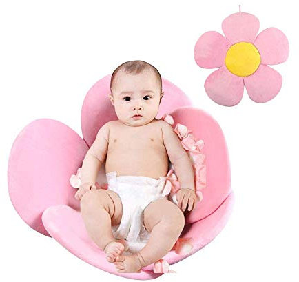 Lelestar Materassino da bagno a forma di fiore, cuscino da bagno per neonati portatile, imbottito e pieghevole, per vasca da bagno (Rosa)