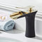 CDZHLTG Wasserfall Wasserhahn Bad Klein Körper 120mm Wasserhahn Waschbecken für Badezimmer, Waschtischarmatur Schwarz/Gold Bad Messing Waschbecken Mischbatterie Bad Waschtisch-Einhebelmischer