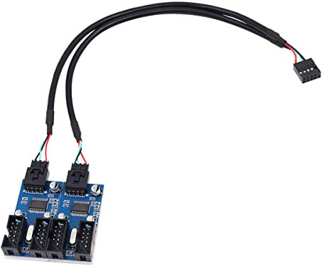WANGCL 9-poliger USB 2.0 Header USB Header Splitter 1 auf 4 Verlängerung Hub Splitter Adapter Port Multiplier