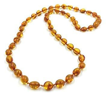 Collar de ámbar báltico natural certificado - Cuentas color coñac 45-46cm