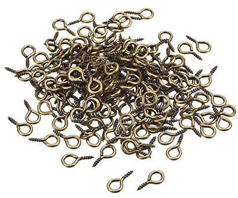 sourcing map 300Pcs Small Screw Eye Pins Hooks Mini Eyelets Screws Threaded, 6.8x13x1.4mm Self Tapping Screw for Jewelry Making Findings DIY Crafts, Bronze Tone