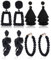 JeryWe 4 Paar Statement Ohrringe für Frauen - Geometrische Tropfen Hängend Schmuck mit Großem Rechteck Retro Boho Reisperlen Reifenohrringe Rose Blume Blütenblatt Quaste Set