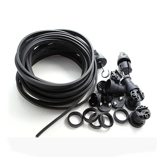IKu ® Bausatz Illu Lichterkette 25 Meter 40 Fassungen - Stecker - Endstück - schwarzes Kabel