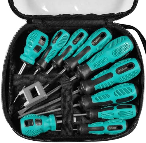 Funmo 10-Piece Screwdriver Set, Special Screwdriver, Magnetic Screwdriver, Screwdriver Set, 5 Sizes, Flat and Phillips Screwdriver Set