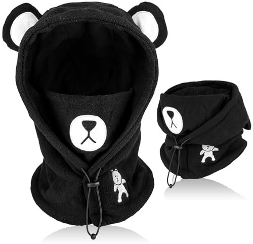 AYPOW Cagoule d'hiver Thermique pour Enfants 4-12 Ans, Multifonction Coupe-Vent Réglable Masque de Ski, Bonnet en Polaire Chaude, Casquette Cache-Cou Tour de Cou écharpe pour Garçons Filles Plein Air