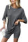 Zetieny Schlafanzug Damen Pyjamas Set Kurzarm Nachtwäsche Set Zweiteiliger Casual Sommer Sleepwear