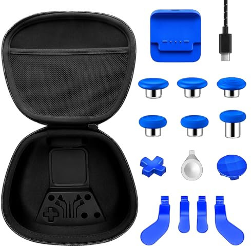Vanpark Component Pack for Xbox Elite Series 2 Controller,Replacement Accessories Kit Include 1 Carrying Case, 1 Charging Dock&Cable, Metal 6 Joysticks, 4 Paddles, 2 D-Pads, 1 Adjustment Tool(Blue)