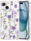 DEFBSC Hülle Kompatibel mit iPhone 15, Transparent Florale Blumen Muster Design für Mädchen Klar TPU Dünne Stoßfest Kratzfestes Handyhülle Schutzhülle für iPhone 15 - Lila