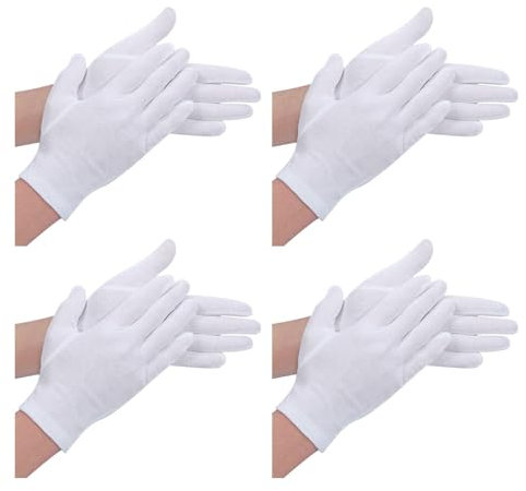 ASFWAGQ Kinder weiße Baumwollhandschuhe Halloween Kostüm Handschuhe Weiche Weiße Stoffhandschuhe Handgelenk Handschuhe für Kinder Jungen Mädchen Kostüm Verkleidung Cosplay Uniform (4, stück)