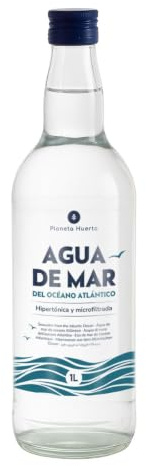 PLANETA HUERTO | Agua de Mar 1L Microfiltrada 100% Pura Procedente del Mar Mediterráneo - Agua de Mar para Beber Hipertónica Nutrientes esenciales intactos