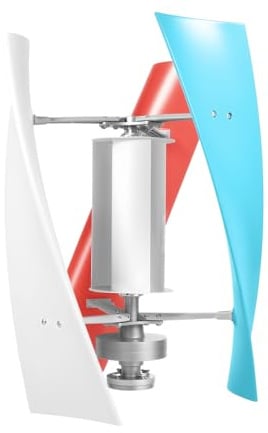 Vertikale Windturbine 400W Kleine Windturbine 0,6 m mit drei farbigen Glasfaserflügeln & kernlosem Permanentmagnet-Generator flüsterleiser Windgenerator für Gartenhaus, Boot und Tiny House