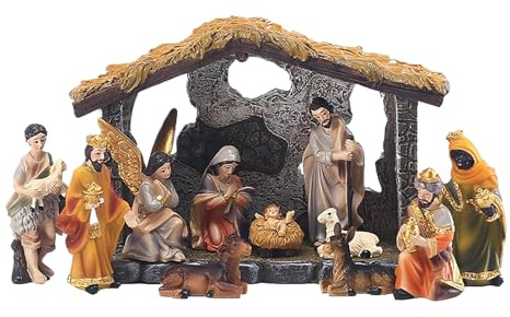 Christmas Nativity Set, Nativity Scene Ornament, With Stable Figures Crib, Traditional Christian Christmas Decorations Figures Gift