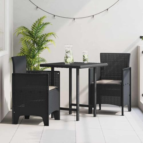 Holamys Gartenstuhl 2er Set Anthrazit, 53x49x85 cm, PP, UV-beständig, wasserdicht, Rattan-Optik, bequemer Outdoor Stuhl für Balkon, Terrasse & Garten