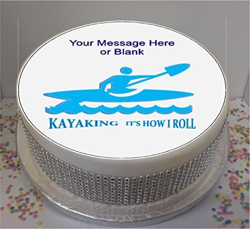 Sprinkles & Toppers Ltd Kayaking Silhouette & Quote 8 Edible Icing Cake Topper (Please Leave Personalisation as Gift Message)
