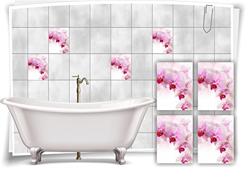 Medianlux Fliesenaufkleber Fliesenbild Orchidee Pink Rosa Wellness SPA Aufkleber Sticker Deko Bad WC, 20x25cm fp5p162h-74230