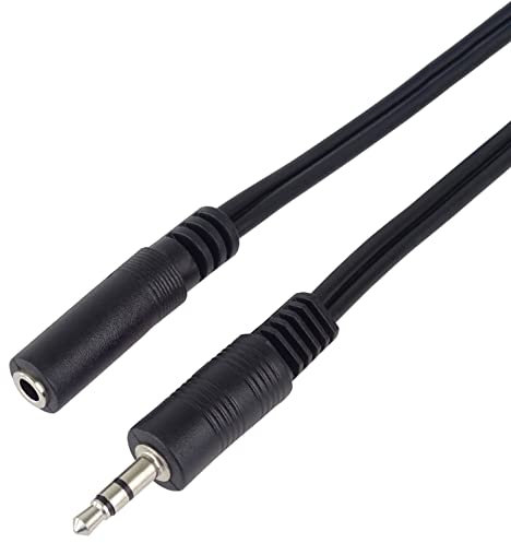 PremiumCord Cable de Extensión Jack de 3,5mm, Jack de 3,5mm, Macho a Hembra, Cable de Extensión de Audio Auxiliar para Auriculares, Blindado, Color Negro, Longitud 3m