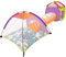 SELONIS 3En1 Tente De Jeux avec Tunnel Piscine À Boules avec 100 Balles pour Enfants, Multicolore:Gris/Blanc/Turquoise