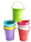 Cabilock 6pcs Mini Metal Bucket Tinplate Tin Pails Small Hanging Flower Pots Balcony Planters Bucket with Handle for Small Plants Food Snack- L