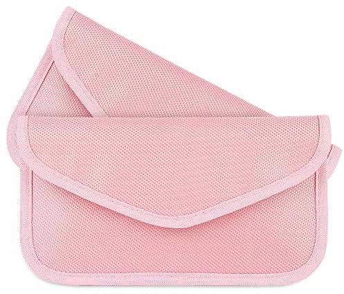 No Snooping Allowed Faraday Bag Phones(2 Pack&Large), RFID Blocking Pouch Cage Case Key Fob Protector Signal Cell Phone Privacy Protection and Car FOB, Card (Pink)