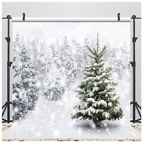 AIIKES 10x10FT Schnee Hintergrund Winter Natürliche Schneeflocke Weihnachtsbaum Fotografie Weiß Winter Schnee Wunderland Baby Dusche Familie Party Dekoration 11-202