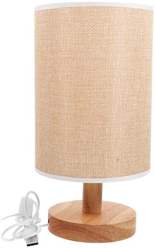 HOMSFOU Schreibtischlampe Tischlampen Nachttischlampe Kleine Lampen Für Schlafzimmer Dekoratives Licht Am Bett Schlafzimmerlampe Lampe Für Schlafzimmer Nachtlicht Hölzern Jute Augenschutz