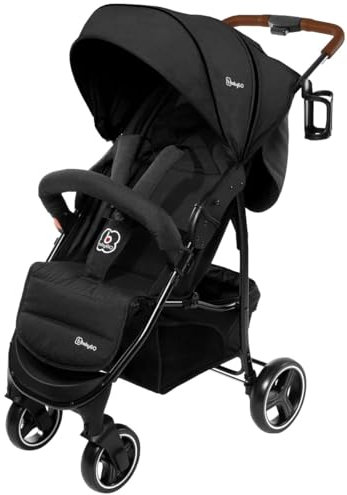 Babygo Basket Kinderwagen geeignet ab Geburt, mit vielen Extras und 360° drehbaren (Vorderräder) Foam Reifen, Dark Grey Melange Grau