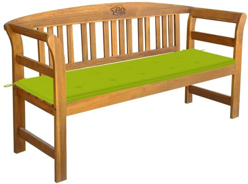 Chaduof Gartenbank mit Auflage, Terrassenmöbel, Wetterfeste Bank, Deko Bank, Garten Banken,Outdoor Bank, Parkbank, Gartenmöbel, Sitzbänke, 157 cm Massivholz Akazie